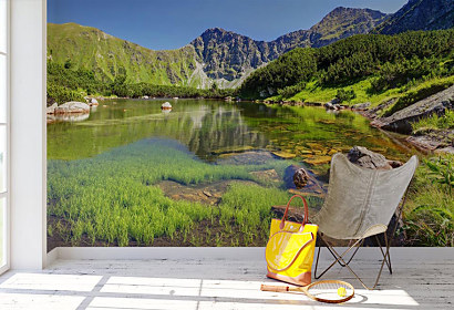 Fototapeta s jezerom a horami, jazero hory stromy trees lake príroda nature scenery beauty